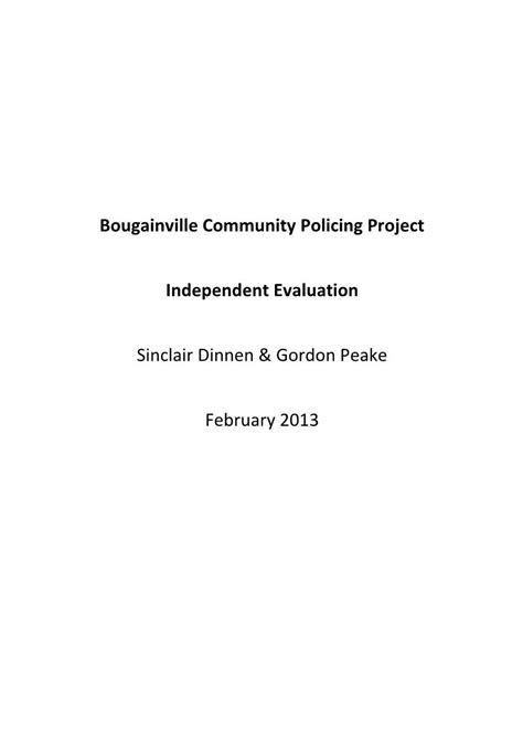 Bougainville Community Policing Project Independent Evaluation Docslib