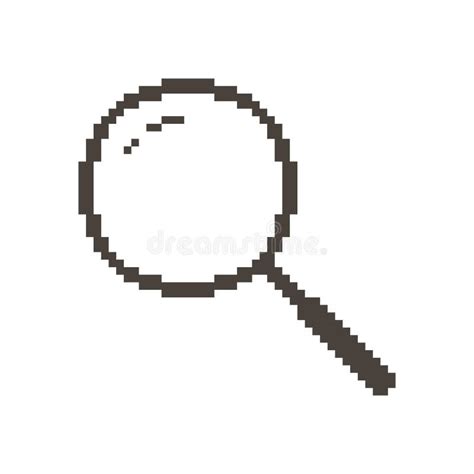Simple Vector Pixel Art Sign Of Classic Magnifier With Handle Stock Vector Illustration Of
