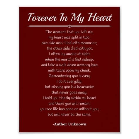 Forever In My Heart Poster In 2021 Memorial Signs Heart