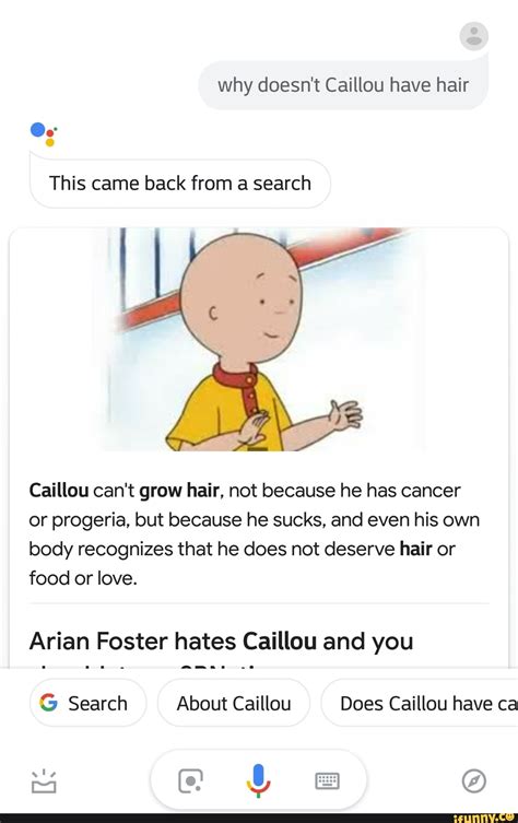 Why Doesnt Caillou Have Hair This Came Back From A Search Caillou Can