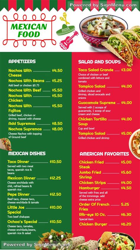 Food and service are consistently good. Signmenu : Digital signage Template of a Mexican Food ...