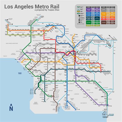 Los Angeles Metro Rail Fantasy Subway Rail Map By Yuqiao Jiao