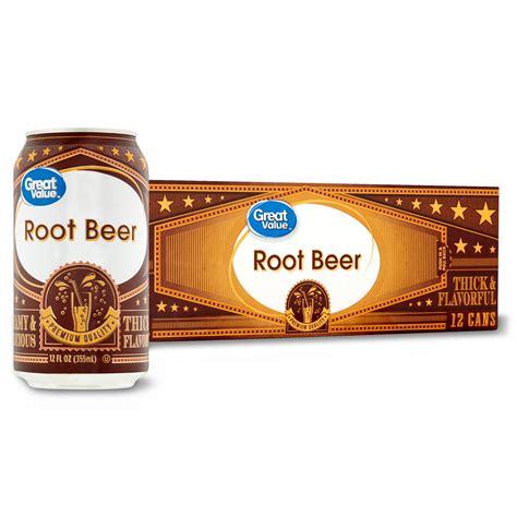 Great Value Root Beer Soda Pop 12 Fl Oz 12 Pack Cans