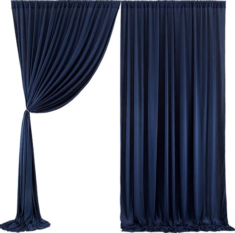 Navy Blue Backdrop Curtain For Parties Wrinkle Free Photo