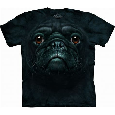 The Mountain Black 100 Cotton Black Pug Face Realistic Graphic T