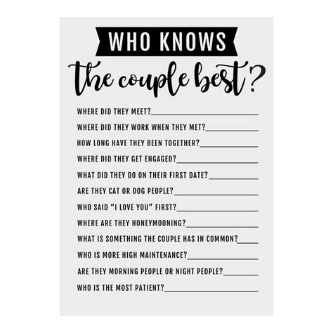 Who Knows The Couple Best Game Oriental Trading Bachelorette Party Activities Couples