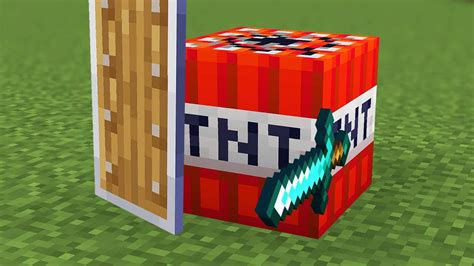 Download Minecraft Tnt Holding A Sword Wallpaper