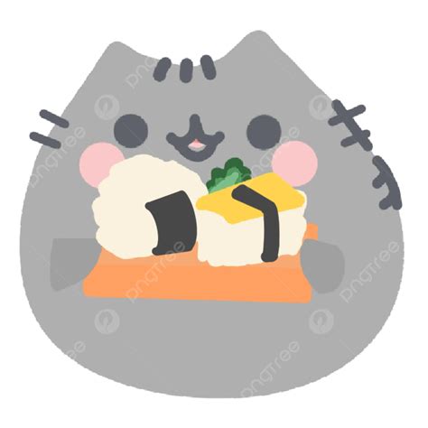 Dibujos Animados De Gato Gris Comer Shushi Png Dibujos Gato Gris