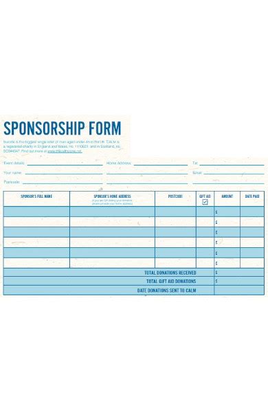 Free 52 Sponsorship Forms In Pdf Ms Word Excel