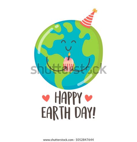 Feliz Día De La Tierra Con Una Tierna Caricatura De La Tierra