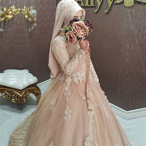 Acheter Hijab Style Turc Robe De Mariage Islamique 2016 Femmes Robe De Mariage Champagne Robe De