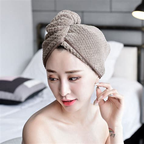 Dry Hair Cap Quick Drying Wet Hair Wrap Towel For Short Long Hair Coffee Ebay