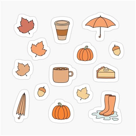 Pack Of Cute Fall Doodles Sticker By Pastel Paletted Autumn Stickers