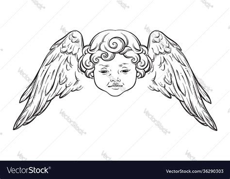 Cherub Cute Winged Curly Smiling Baby Boy Angel Vector Image