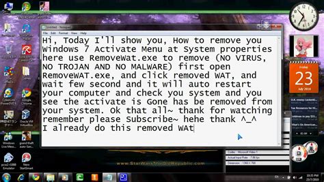 How To Remove Windows 7 Activate Using Removewat With No Virus Youtube