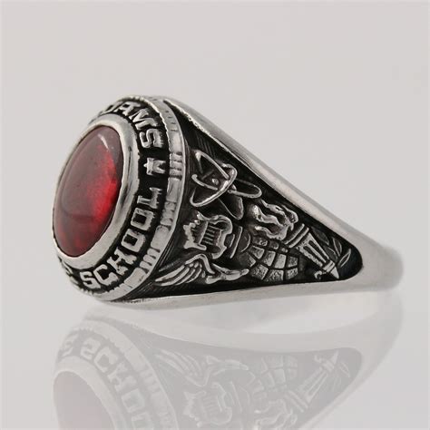 Women S Class Ring Synthetic Red Spinel Adams Middle School Sz 5 25 Silver Toned Ebay