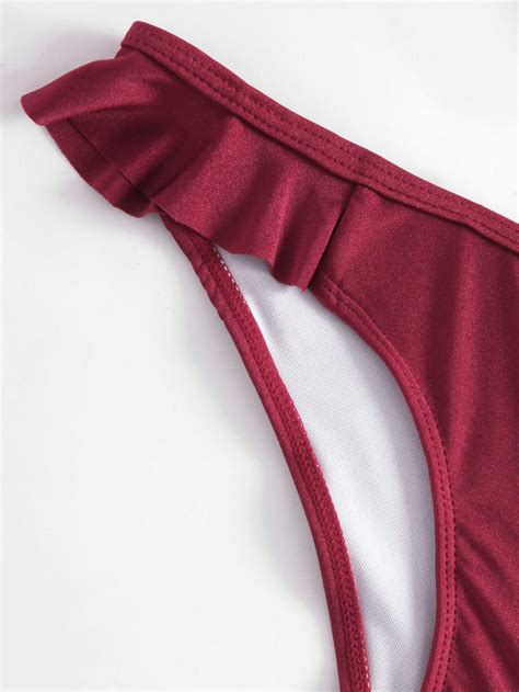 Ruffle Detail Adjustable Strap Bikini Set Shein Sheinside