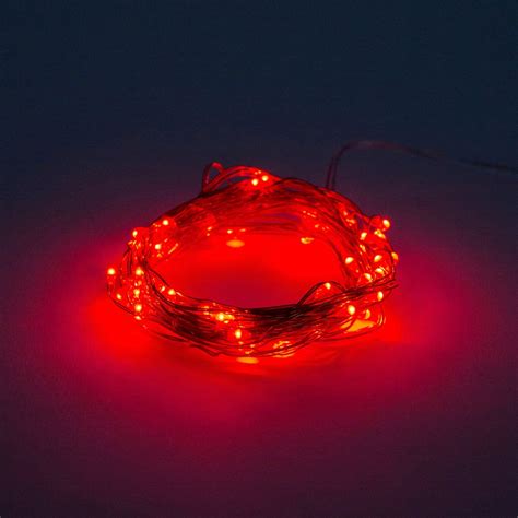 16 5 Foot Battery Operated Led Fairy Lights Waterproof With 50 Red Micro Led Lights On