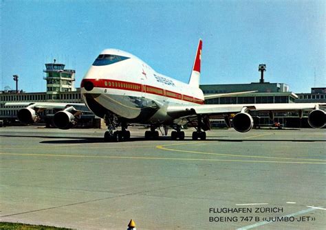 Swissair 747 Zurich Airport Postcard Raviation