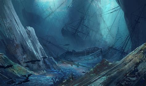 Image Underwater World Fantasy Ship Sailing