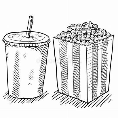 Concessions Drawing Popcorn Sketch Soda Pepsi Illustration