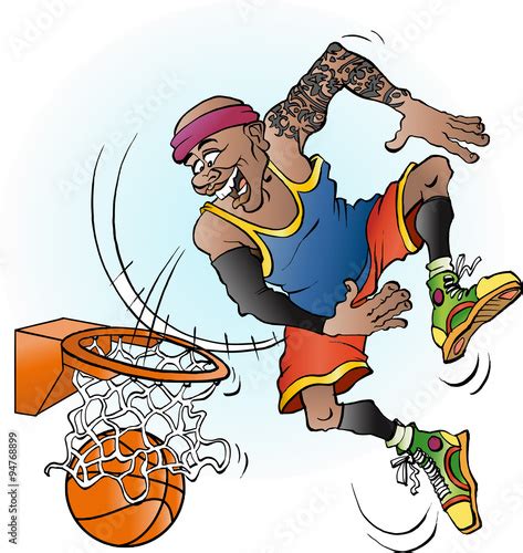 Vector Cartoon Illustration Of A Basketball Player Dunking Stock ベクター