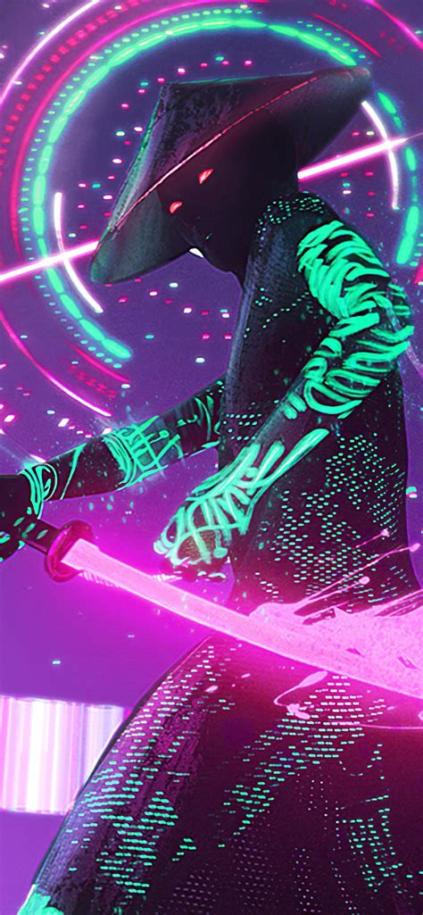 X Neon Samurai Cyberpunk Iphone Xs Max Wallpaper Hd Artist K