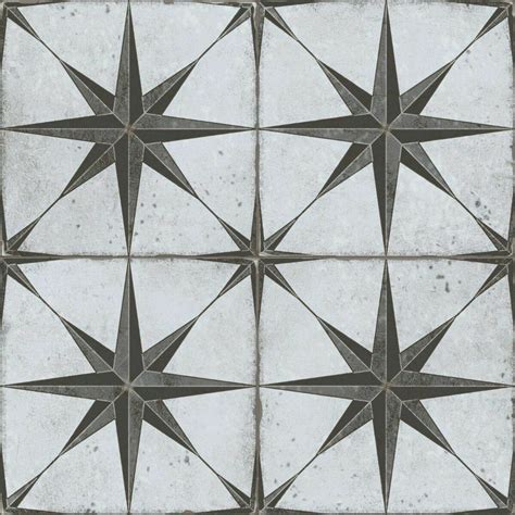 Edinburgh Grey Star Patterned Porcelain Wall And Floor Tile Tiles