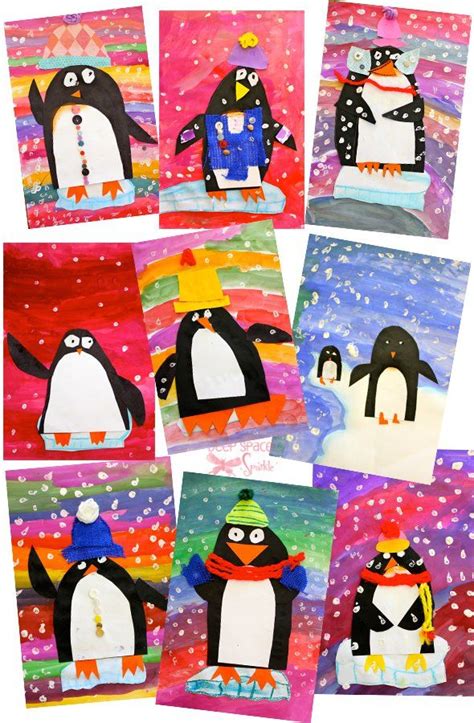 Happy Paper Penguin Art Project Deep Space Sparkle Winter Art