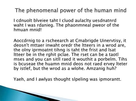 Ppt The Phenomenal Power Of The Human Mind Powerpoint Presentation