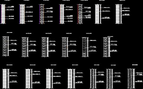 Detail Of Various Types Of Wall Dwg Detail For Autocad