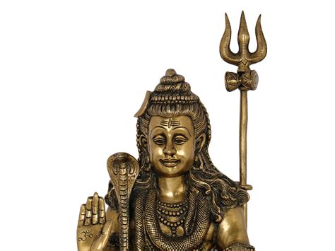 Seated Blessing Shiva With Nandi And Long Trident