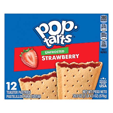 Pop Tarts Toaster Pastries Breakfast Foods Unfrosted Strawberry 12 Count 20 3 Oz Carrs