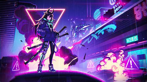 Download animated wallpaper, share & use by youself. 1920x1080 Katana Anime Girl Neon 4k Laptop Full HD 1080P ...