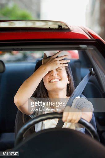 Frustrated Asian Woman Driving Car Photo Getty Images