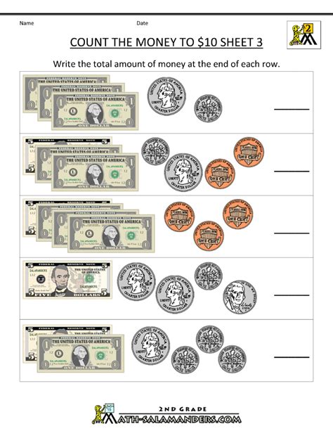 Printable Money Worksheets To 10 Counting Money Worksheets Money