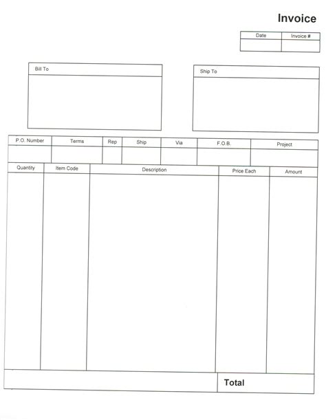 Blank Fillable Invoice Template
