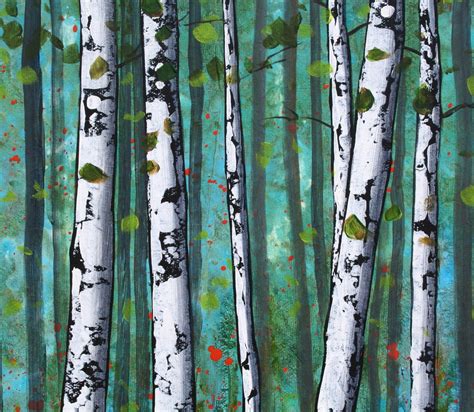 Panoramic Birch Tree Painting Abstract Painting Birch Trees Etsy Birch Tree Painting Forest