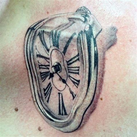 40 Melting Clock Tattoo Designs For Men Salvador Dali