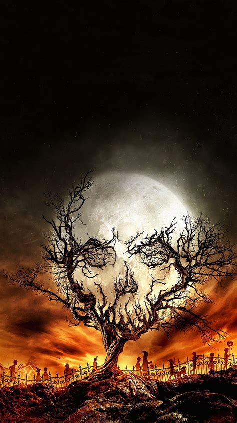 Hd Wallpaper Digital Art Portrait Display Nature Trees Skull Moon