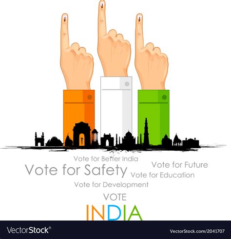 Hand With Voting Sign Of India Royalty Free Vector Image