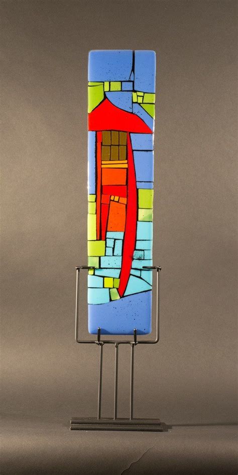 Fused Glass Artwork Glass Wall Art Abstract Sculpture Sculpture Art Painted Sticks Painted