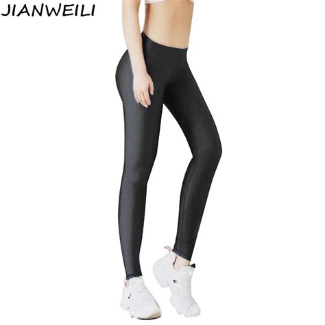 Jianweili New Leggings Women Casual Leggins Glossy Sporting Pants