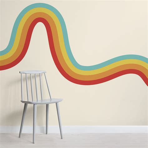 Our Rainbow Track Wallpaper Mural Is A Favorite For Fans Of Retro Interiors The Toned Down