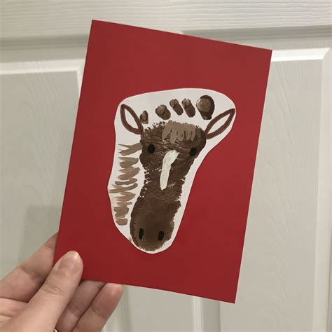 Baby Footprint Art Horse Head Footprint Design For Cards Baby