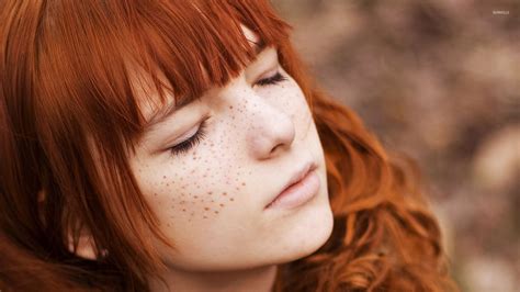 Cute Redhead With Closed Eyes Wallpaper Girl Wallpapers