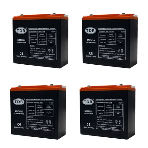 4 X 12v 20ah Agm Deep Cycle Rechargeable For Battery 6 Fm 20 Scooter