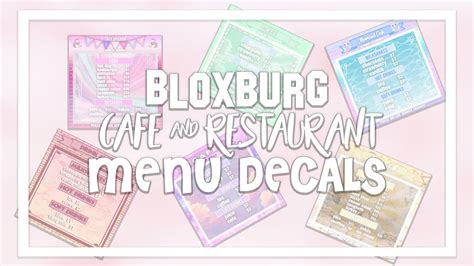 How to make a cafe menu decal roblox. Bloxburg Menu Decals Decal ID Codes Cafe & Restaurants - Part 1 - YouTube