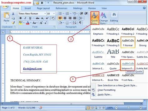 Microsoft Word 2007home Tab