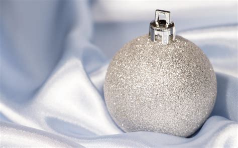 Silver Christmas Bauble In Silk Hd Desktop Wallpaper Widescreen